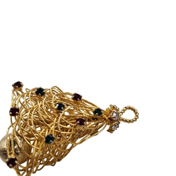 Vtg Unsigned Eisenberg Brooch Wired Christmas Tree Pin Rhinestones 60s Holidays - Picture 7 of 15